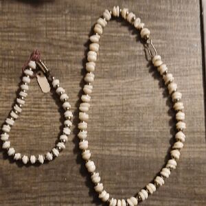Chic Ivory Beaded Necklace and Bracelet Set